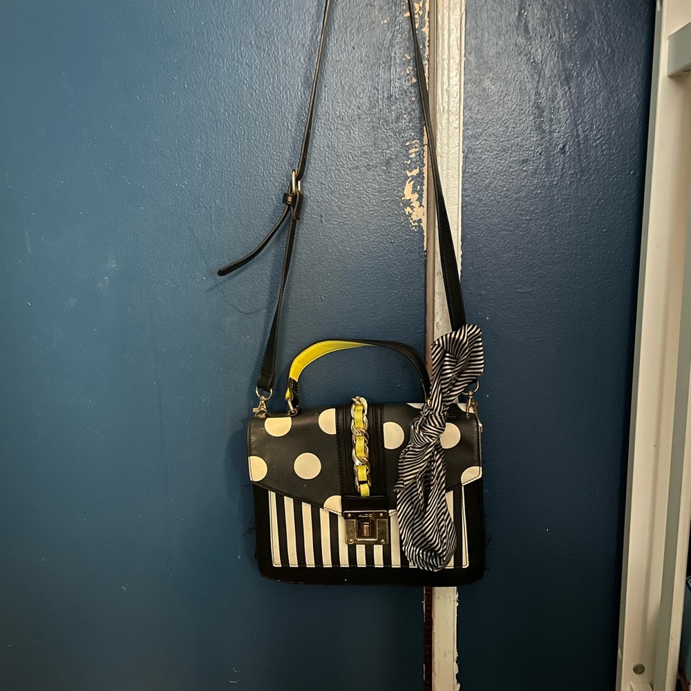 Aldo stripe and polka dot purse